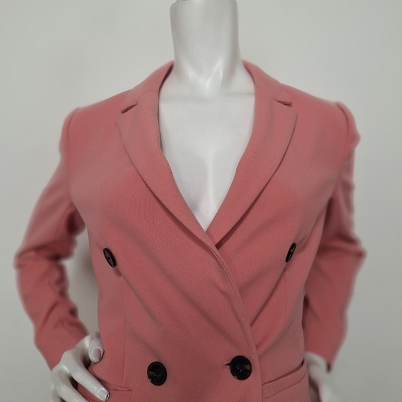 Halogen Pink Preppy Coquette Double Breasted Button Blazer Jacket Size XSP - Picture 3 of 13